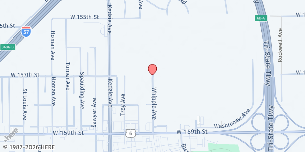 Map showing Condado de Cook - Markham at Whipple Ave, Markham, IL