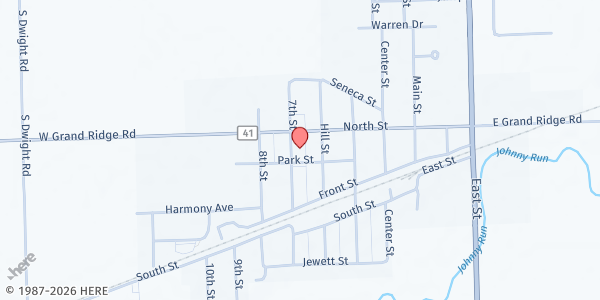 Map showing Mazon Food Pantry at 806 Park St., Mazon, IL