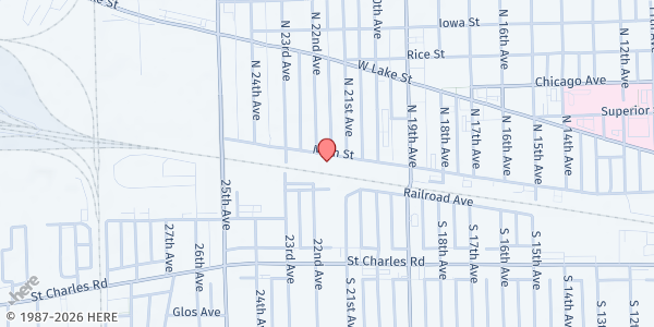 Map showing First Baptist Church of Melrose Park at 2114 Main Street, Melrose Park, IL
