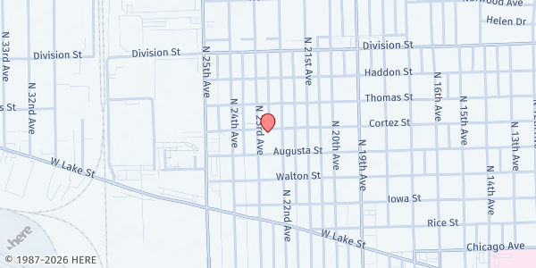 Map showing Our Lady of Mount Carmel at 1119 N 23rd Ave, Melrose Park, IL