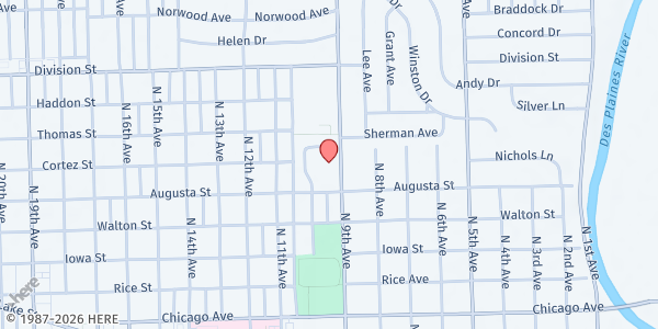Map showing River Forest UMC at 1112 N 9th Ave, Melrose Park, IL