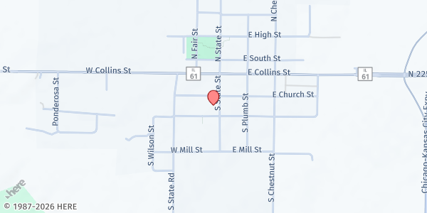 Map showing Salem Lutheran Church at 218 S State Rd, Mendon, IL