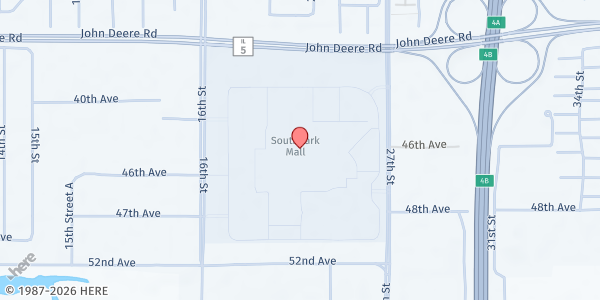 Map showing South Park Mall Food Pantry at 4500 16th Street, Moline, IL