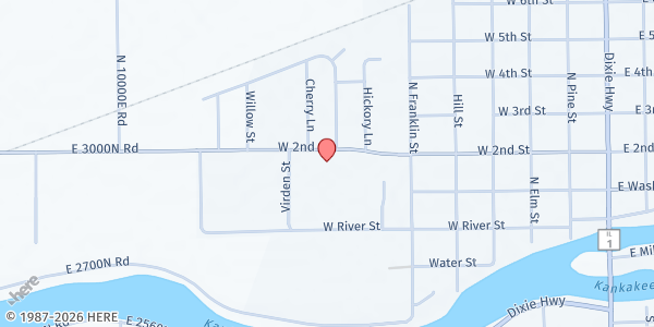 Map showing Momence Junior High Mobile Market at 801 West Second Street, Momence, IL