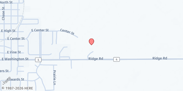 Map showing Piatt County Ecumenical Food Pantry at 2020 E Washington St, Monticello, IL