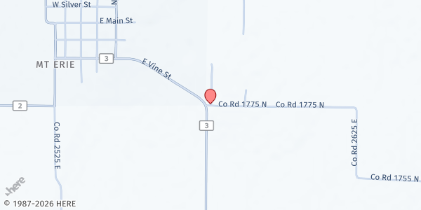 Map showing Mt Erie Church of the Nazarene at Co. Rd. 1800N, Mt Erie, IL