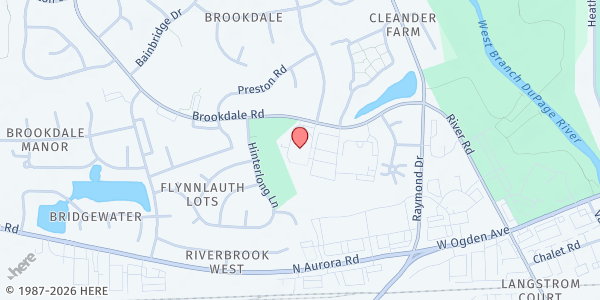 Map showing St. Thomas the Apostle at 1500 Brookdale Road, Naperville, IL