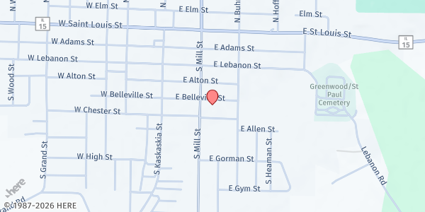 Map showing Nashville FFA at 810 East Holzbauer Dr, Nashville, IL