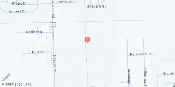 Map showing New Lenox Township Food Pantry at 1100 S. Cedar Road, New Lenox, IL