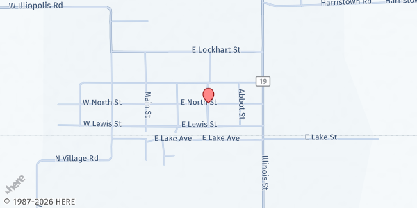 Map showing Niantic UMC Food Pantry at 211 E North St., Niantic, IL