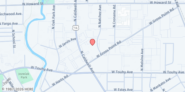 Map showing Mihut Romanian Charitable Mission at 7300 North Natchez Avenue, Niles, IL