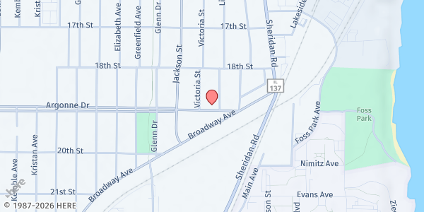 Map showing Emmanuel Faith Bible Food Pantry at 1840 Lincoln Street, North Chicago, IL