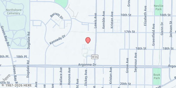 Map showing Foss Park at 1730 Lewis Avenue, North Chicago, IL