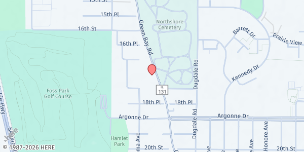 Map showing Midwest Veteran's Food and Nutrition Resource Ctr at 1720 Green Bay Road, North Chicago, IL