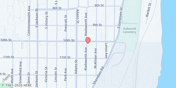 Map showing Mt. Moriah Christian Center Food Pantry at 523 10th Street, North Chicago, IL