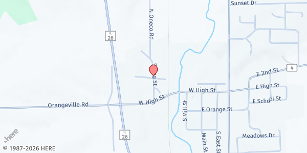 Map showing Jane Addams Trail Parking Lot at West High Street and Ewing Drive, Orangeville, IL
