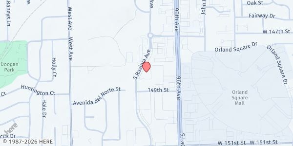 Map showing Orland Township Food Pantry FNDN at 14807 S Ravinia Ave, Orland Park, IL