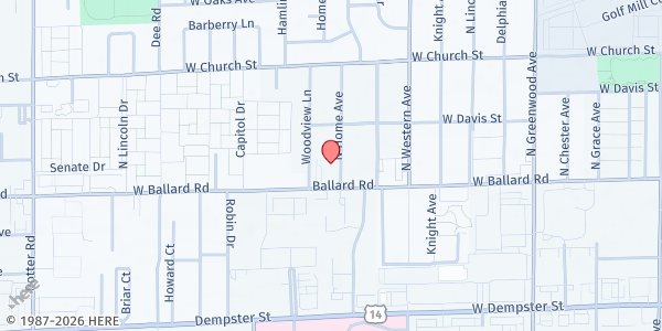Map showing Maine Township Foundation at 1700 Ballard Rd, Park Ridge, IL