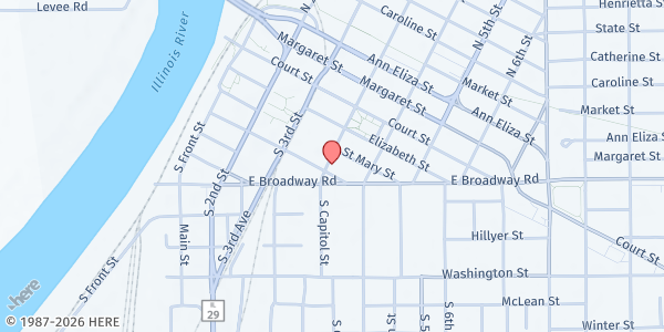 Map showing Pekin City Church - City Market Food Pantry at 335 Sabella St., Pekin, IL