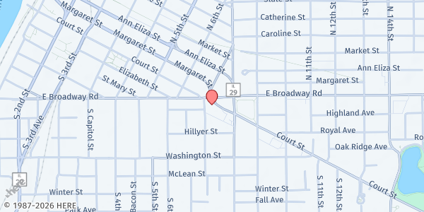 Map showing SVDP Pekin at 706 Court St, Pekin, IL