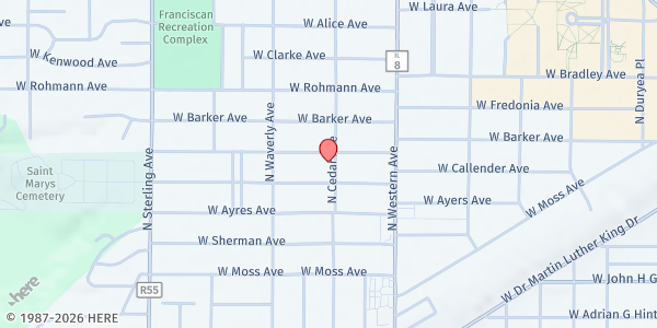 Map showing Bread of Life Food Pantry at 2018 W Kellogg Ave, Peoria, IL