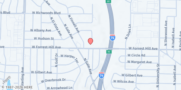 Map showing Dr. Maude A. Sanders Primary School Little Free Pantry at 1907 W. Forrest Hill Ave., Peoria, IL