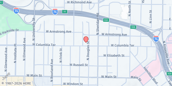 Map showing Franklin Primary School Little Free Pantry at 807 W. Columbia Ter., Peoria, IL