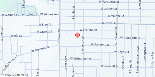 Map showing Hand UP Peoria, Inc. at 1419 S. Folkers Ave., Peoria, IL