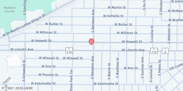 Map showing Manna From Heaven at 607 S. Western Ave., Peoria, IL