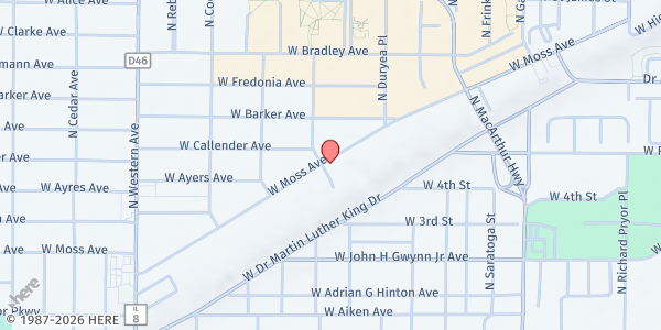 Map showing West Mark Food Pantry at 1420 W. Moss Ave., Peoria, IL