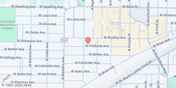 Map showing Whittier Primary School Little Free Pantry at 1619 W. Fredonia Ave., Peoria, IL