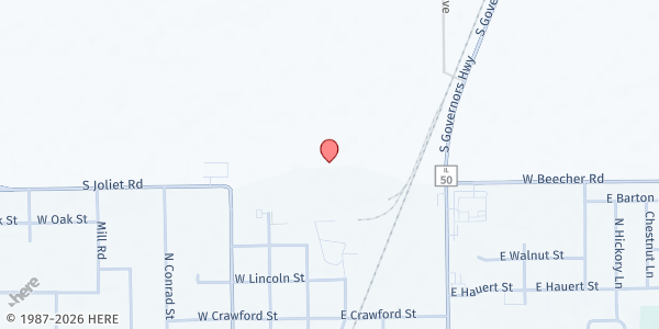 Map showing Helping Hands - Peotone at 200 West Crawford, Peotone, IL