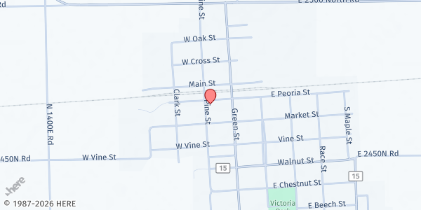 Map showing Piper City Foodmobile Distribution Site at Across from Piper City Community Center, Piper City, IL