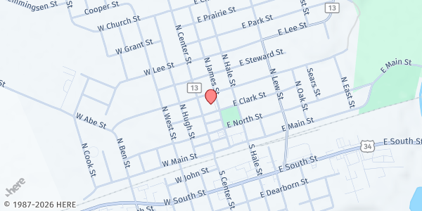 Map showing Kendall County Pantry - Plano at 200 North Center St., Plano, IL