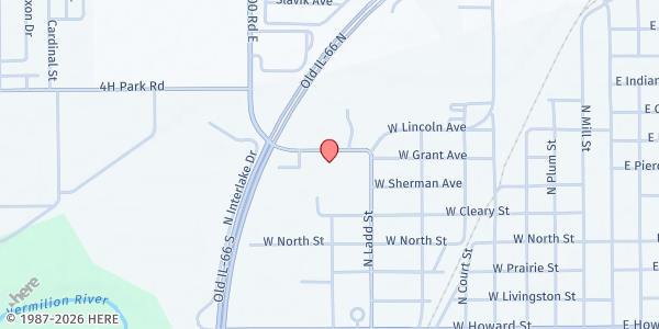 Map showing Authentic Church Food Pantry at 902 W. Custer Ave., Pontiac, IL