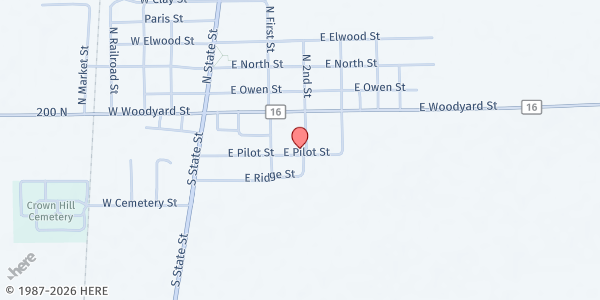 Map showing Ridge Farm Mobile Food Pantry at Ward Park at 109 Pilot St., Ridge Farm, IL
