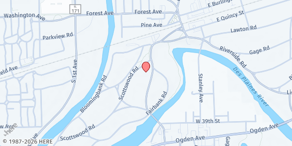 Map showing Broadview Service Center Inc. at 116 Barrypoint Rd, Riverside, IL