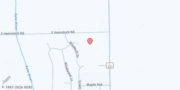 Map showing Calvary Lighthouse at 14409 E. Hemstock Road, Rochelle, IL