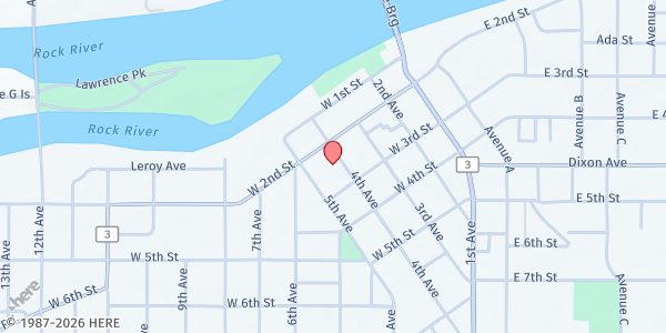 Map showing Bear Necessities at 210 4th Ave, Rock Falls, IL