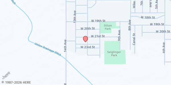 Map showing Rock Falls Living Center at 2202 12th Ave, Rock Falls, IL