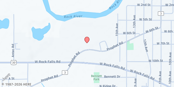Map showing Rock River Christian Center at 1800 Prophetstown Rd, Rock Falls, IL