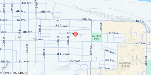 Map showing Sacred Heart Food Pantry at Rock Island Township Hall at 2827 7th Avenue, Rock Island, IL