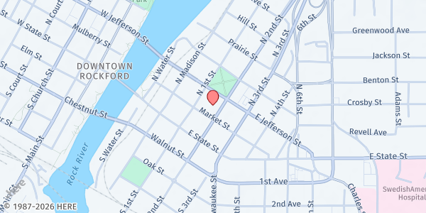 Map showing Cornucopia Food Pantry at 402 Market Street, Rockford, IL