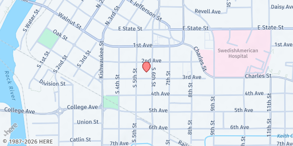 Map showing Emmanuel Lutheran Church at 920 3rd Avenue, Rockford, IL