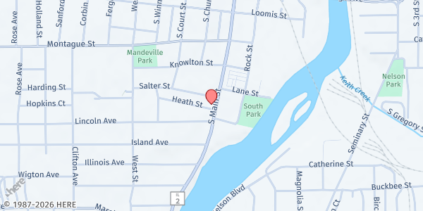 Map showing St. Elizabeth's Center Food Pantry at 1505 S. Main Street, Rockford, IL