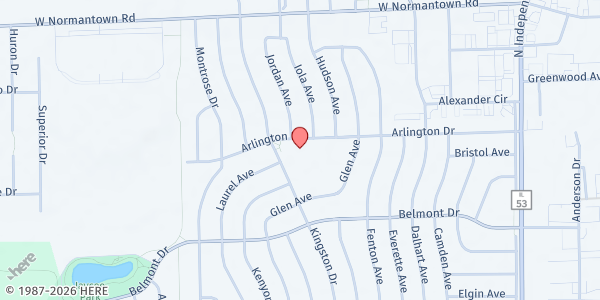 Map showing We Care of Romeoville at 219 Arlington Drive, Romeoville, IL