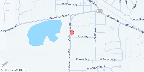 Map showing Catholic Charities Food Pantry Round Lake at 101 N. Cedar Lake Rd., Round Lake, IL