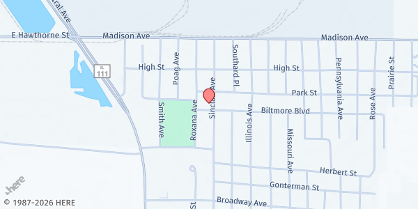 Map showing Day Spring Four Square Church at 319 Sinclair, Roxana, IL