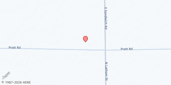 Map showing Cornerstone Church at 17347 Pratt Road, Sandwich, IL