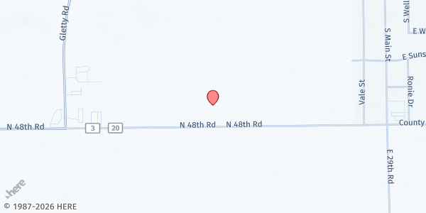 Map showing The Store at Harvest Chapel at 725 South County Line Road, Sandwich, IL